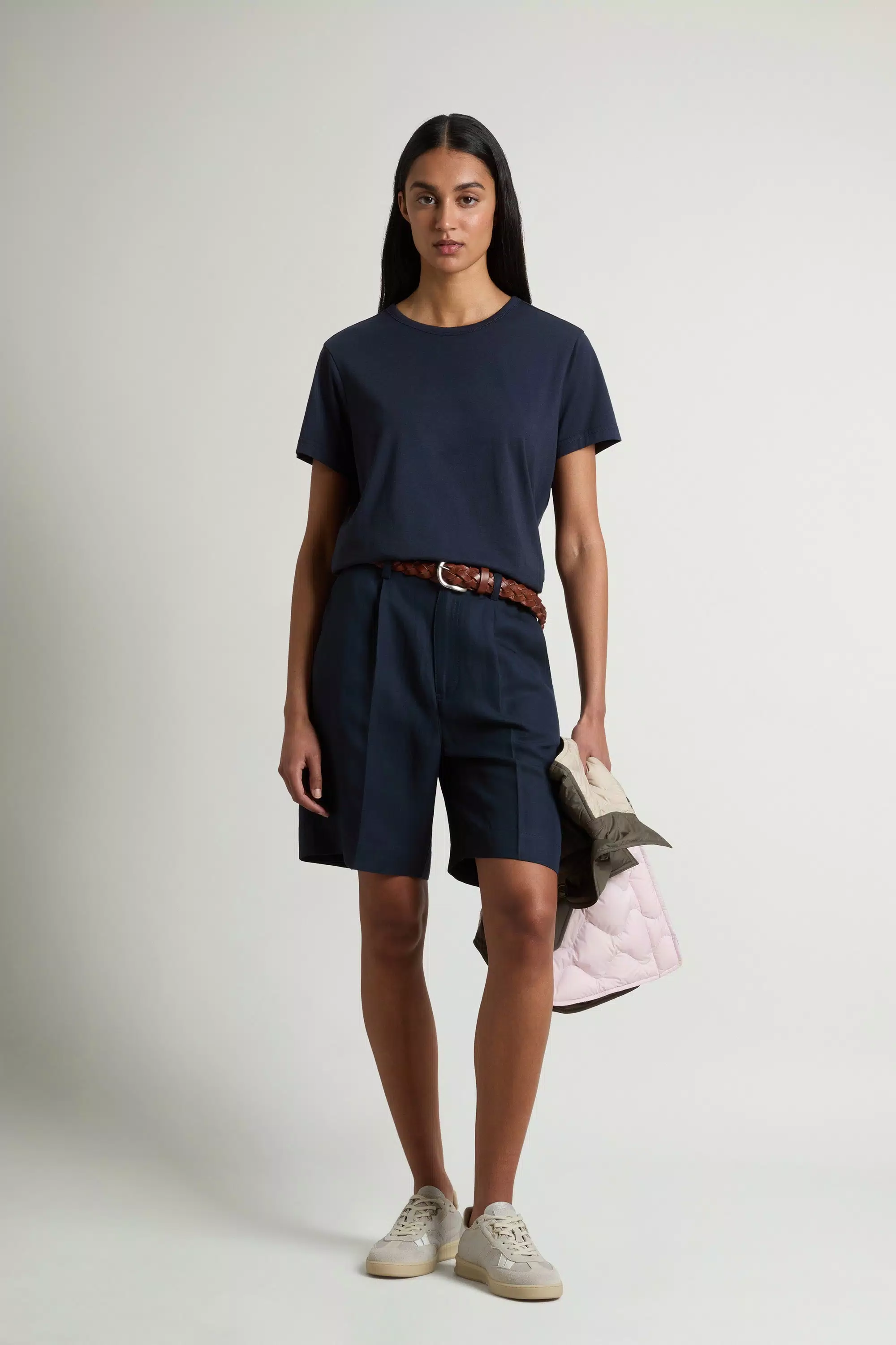 Camiseta Luxo em Algodão-Mistura - Azul Melton