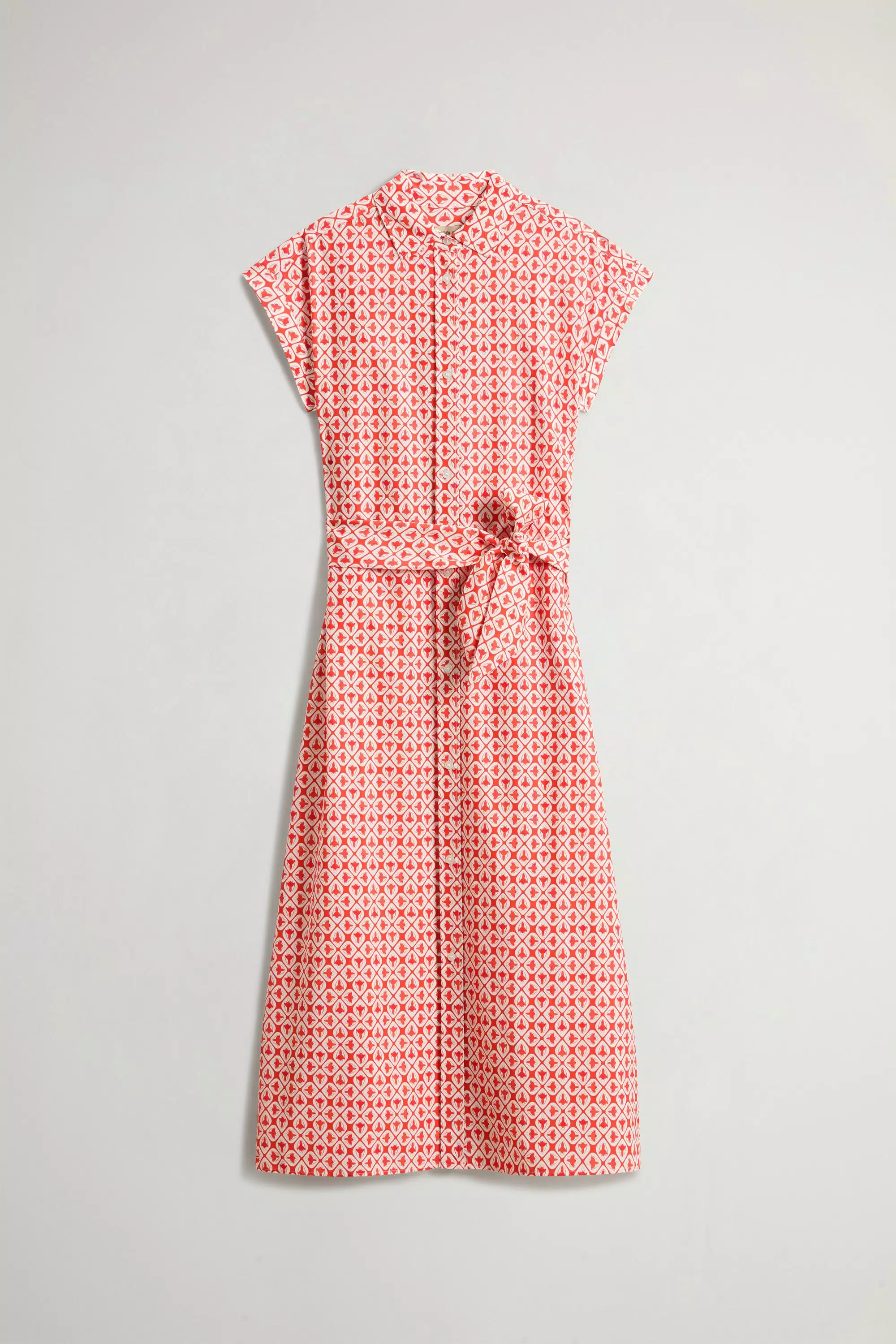 Vestido de Camisa em Mistura de Algodão com Cinto - Paprika Tile Bloom