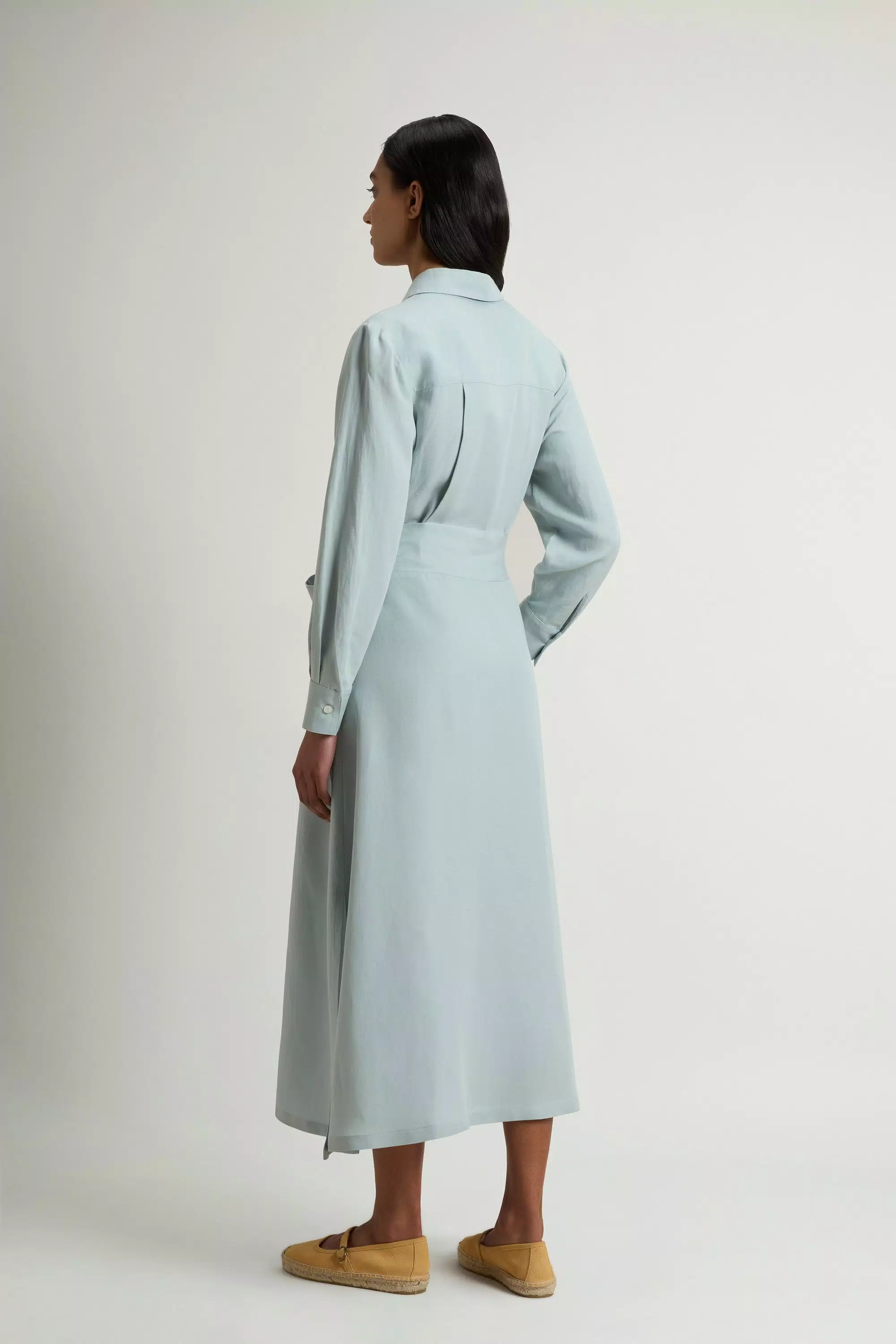 Vestido de Camisa em Mistura de Linho com Cinto - Alpino Tundra