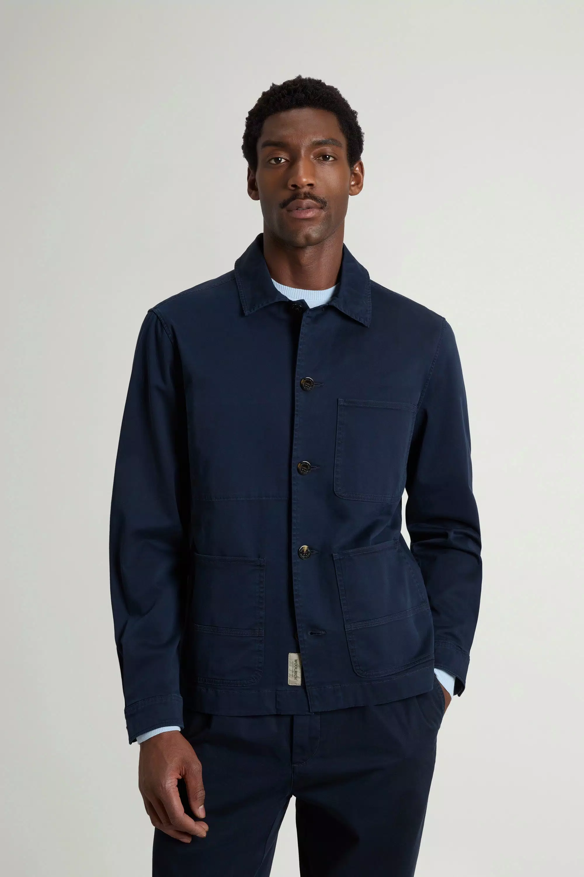 Camisa de Trabalho Colorida em Algodão Twill - Azul Melton