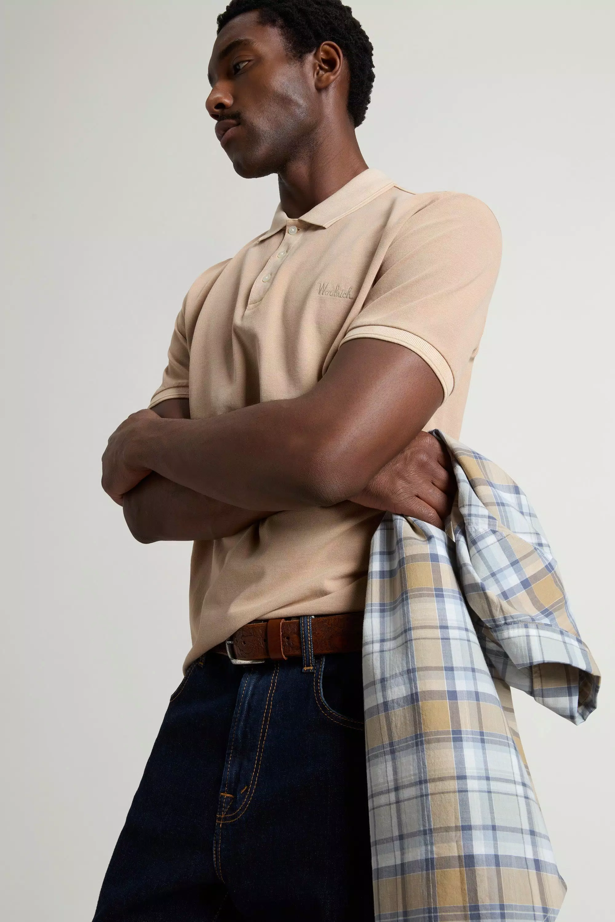 Camisola Polo Mackinack Colorida em Malha de Algodão Elástico - Travertino Desbotado