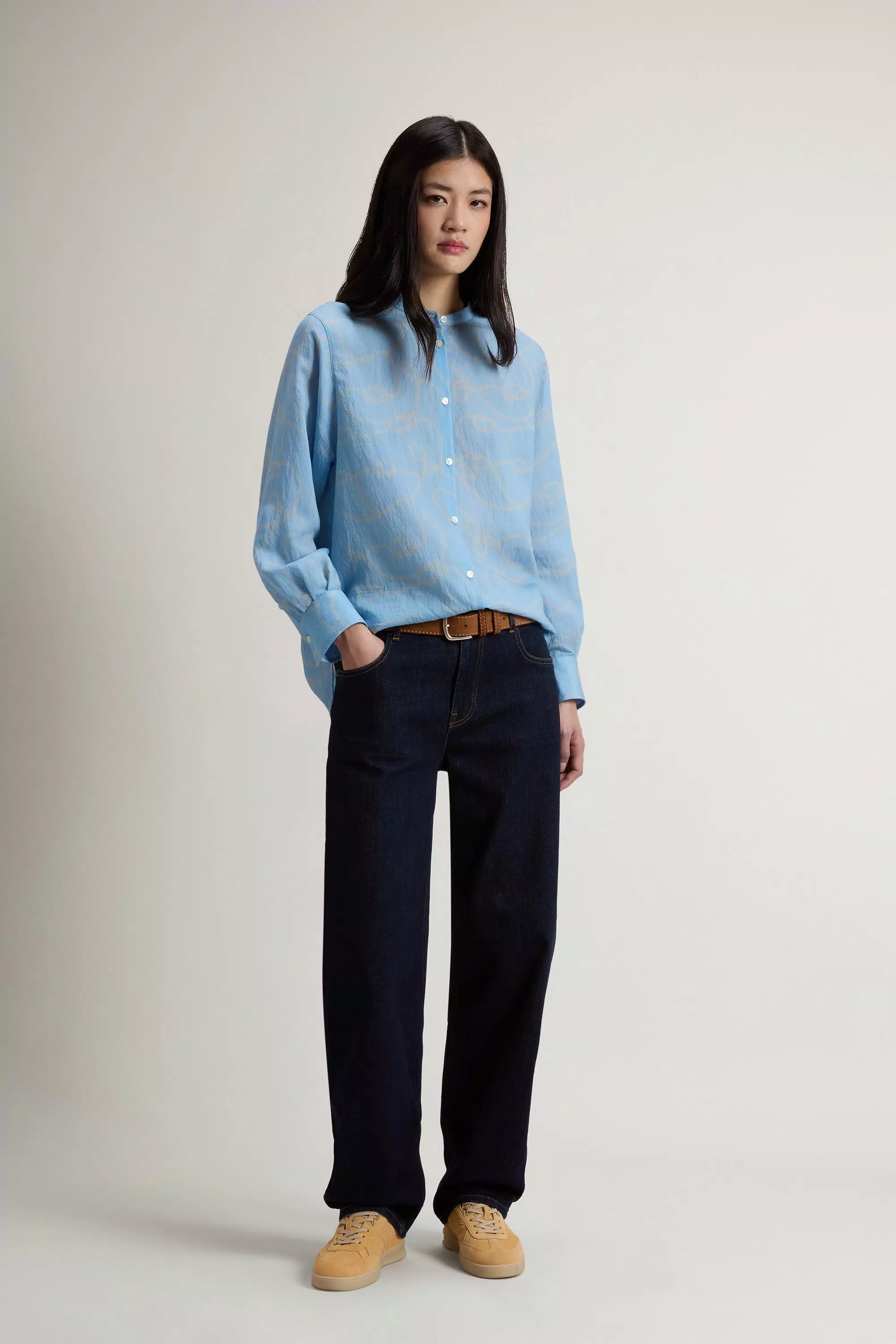 Camisa em Mistura de Lyocell - Rope Blue Whiff