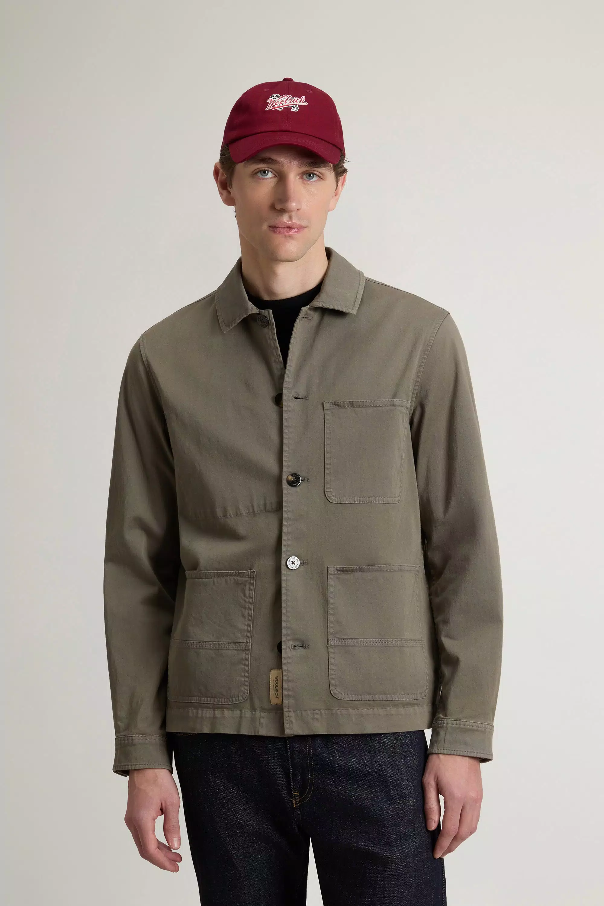 Camisa de Trabalho Colorida em Tafetá de Algodão - Olive Fumé