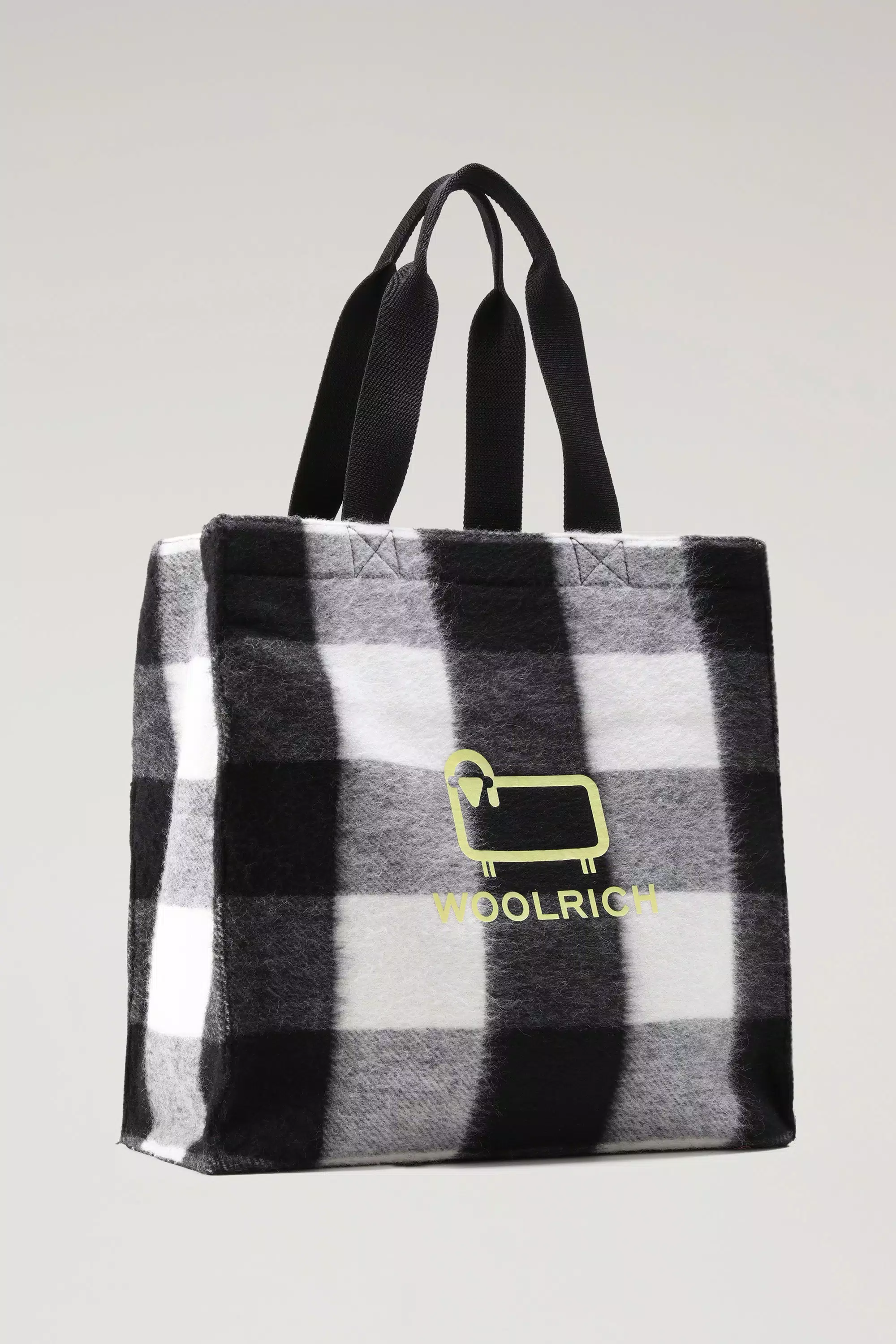 Bolsa Tote de Lã Americana com Estampa de Bufalo - Bufalo Branco