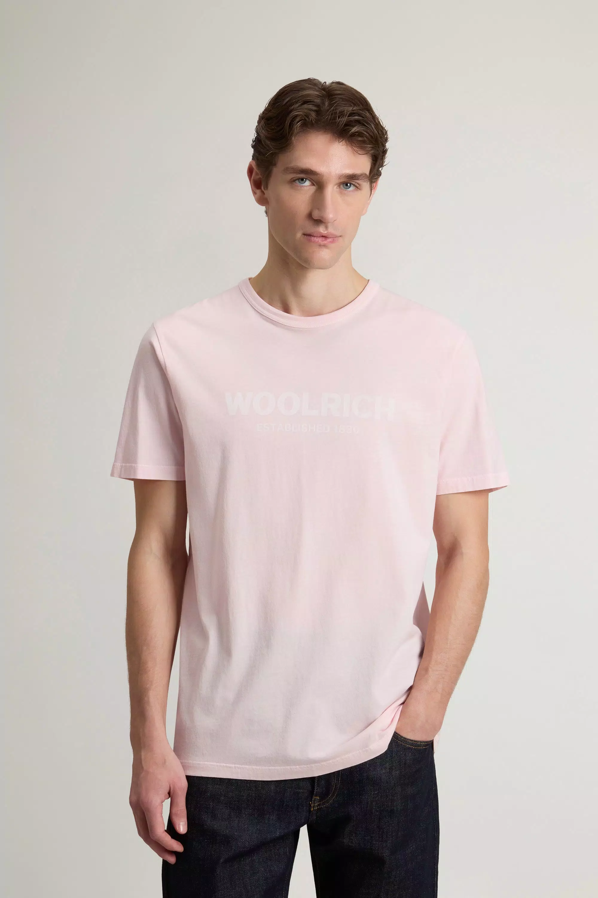 Camiseta em Algodão 100% Tecido Pintado - Lilás Claro Desbotado