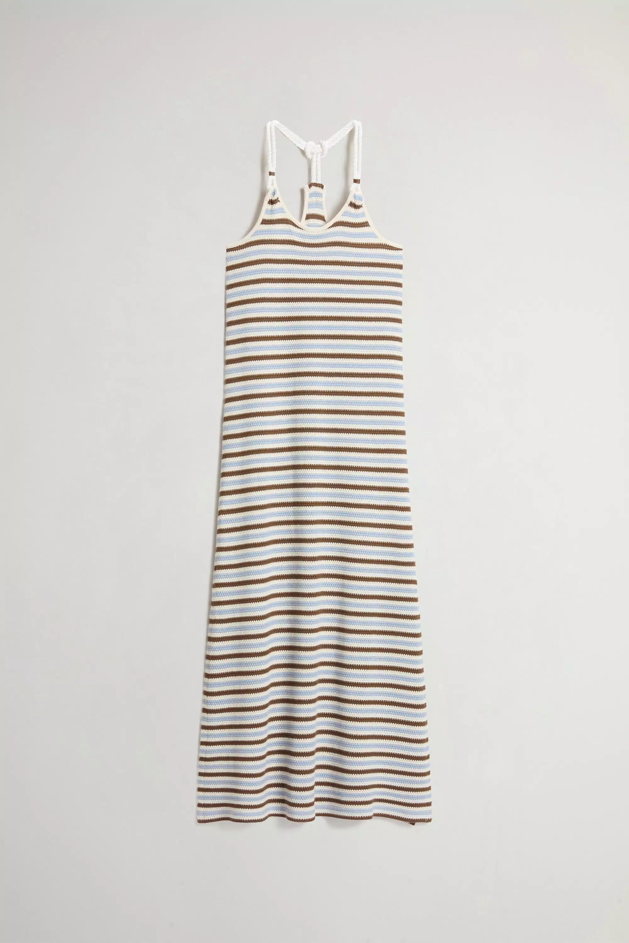 Vestido em Algodão com Listras - Listras de Noz