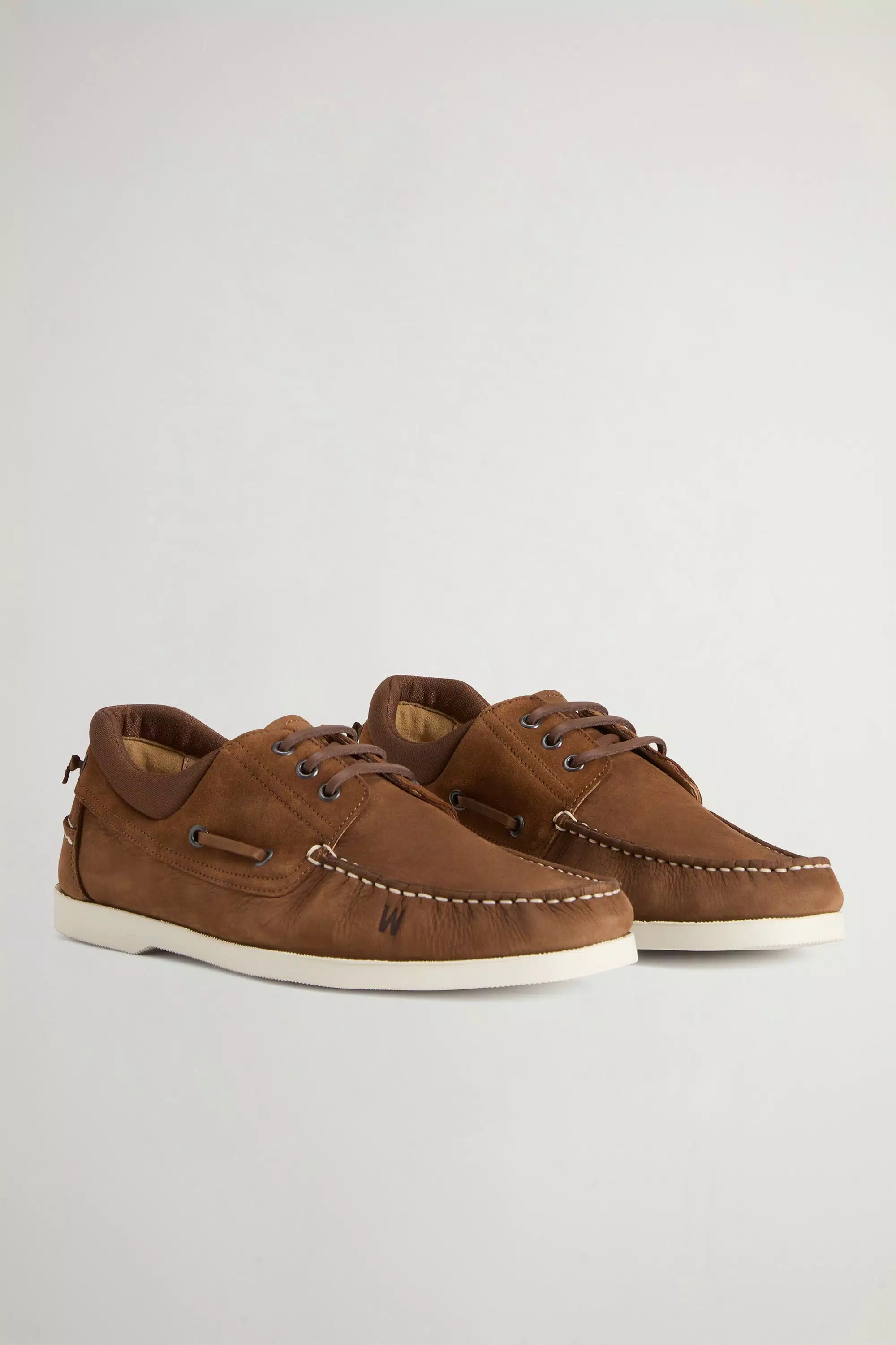 Sapatos de Barco em Mistura de Nubuck e Camurça - Cognac